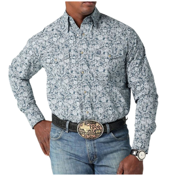 2317164 Wrangler Men's George Straight Troubadour Long Sleeve Western Snap Shirt