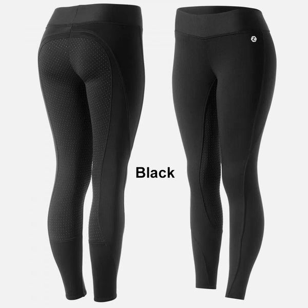 36610 Horze Women's Active Silicone Full Seat Fleece Lined Winter Tights Breech