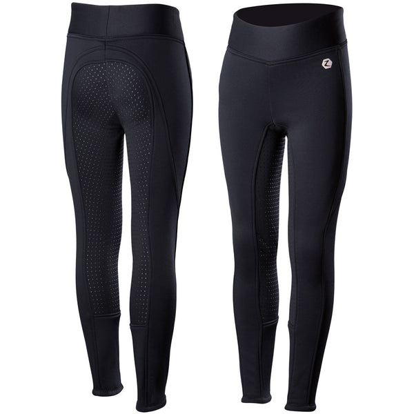 36611 Horze Active JR Silicone Fleece Lined Winter Full Seat Tights Breeches