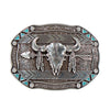 37007 Nocona Rectangle Arrow Skull Feather Belt Buckle