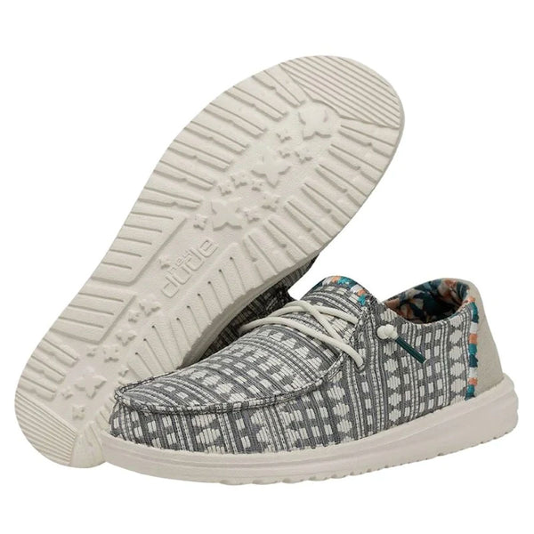 40054-1KM Hey Dude Ladies Wendy Boho Shoes - Embroidered Grey