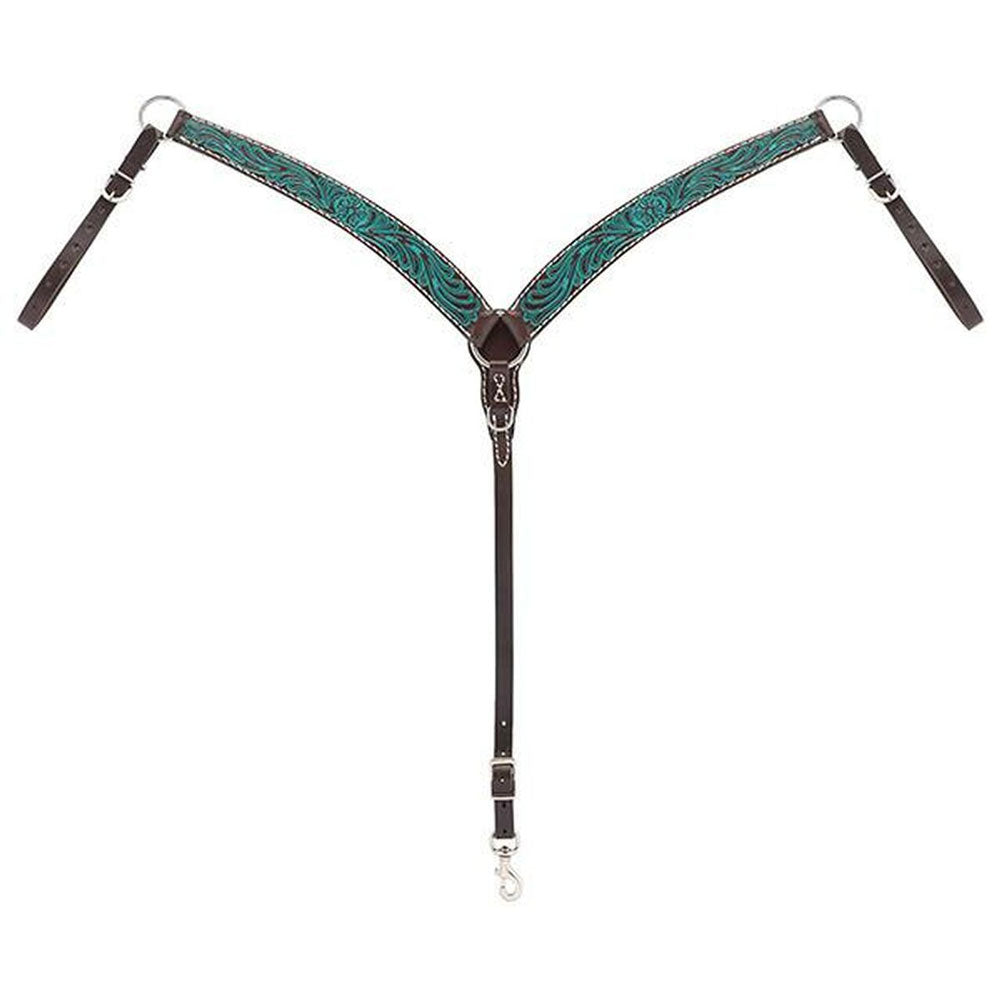 45-0326 Weaver Turquoise Cross Carved Flower Contoured Breast Collar