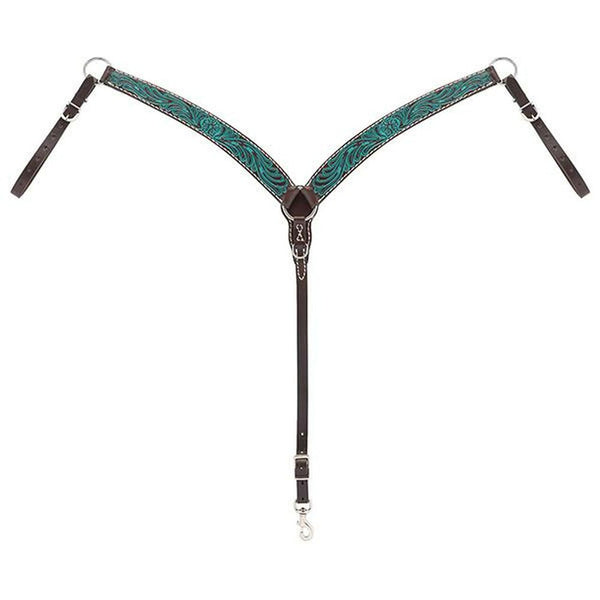45-0326 Weaver Turquoise Cross Carved Flower Contoured Breast Collar
