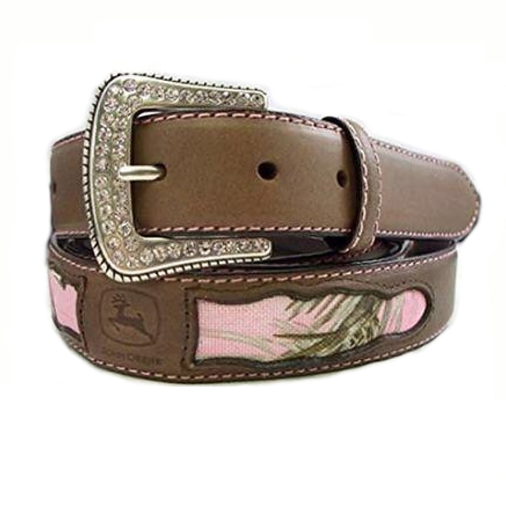 4604300 John Deer Girl's Pink Camo Western Belt
