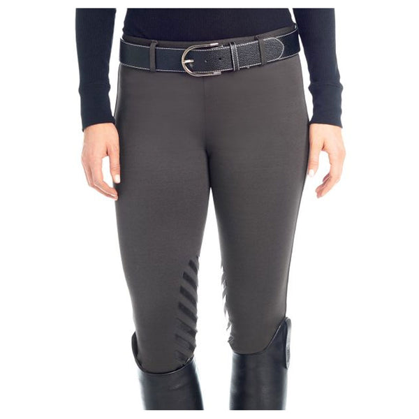 470328 Ovation Ladies Winter Pullon Silicone Knee Patch Breeches - Charcoal/Black