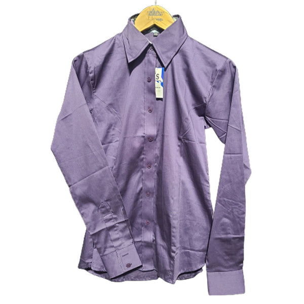 68520PLUM Royal Highness Ladies Sateen Concealed Zippered Western Show Shirt Plum