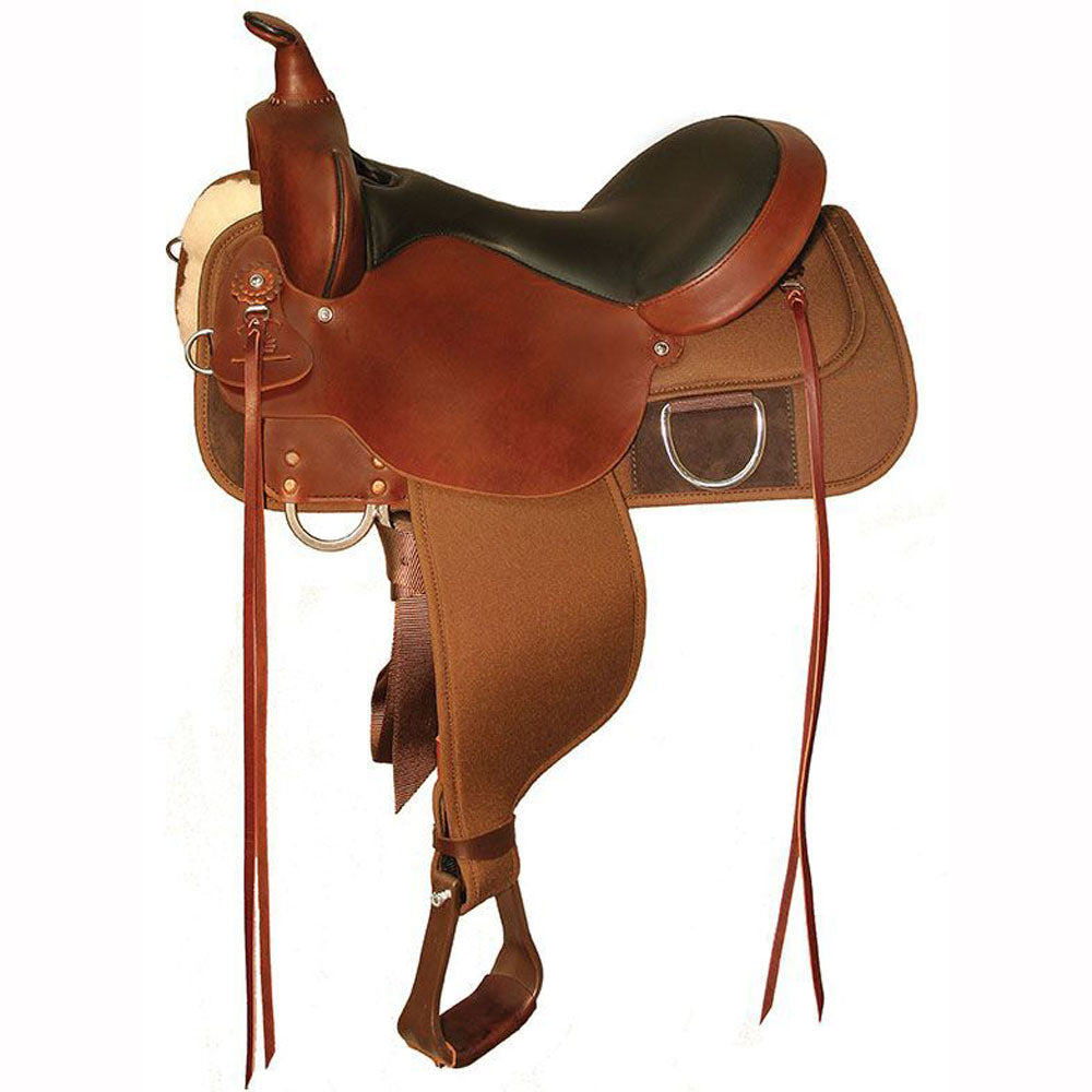 Western Endurance saddle 16'' Eco leather color chestnut on Western Endurance saddle 16'' Eco leather color chestnut on
