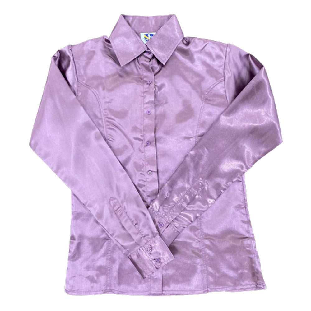 70085DPNK Royal Highness Poly Satin Show Shirt w/Concealed Zippered & Faux Button Placket