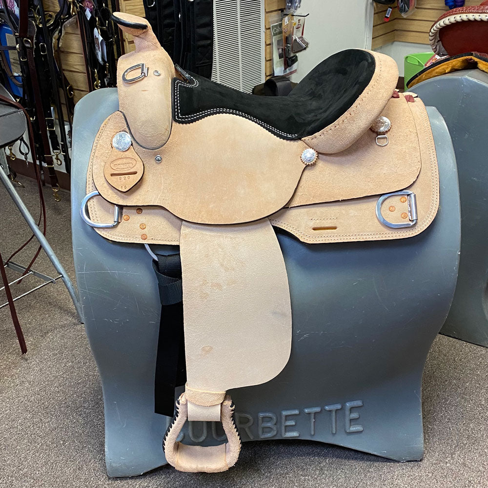 920 Dakota Trainer Saddle 16 Inch Seat Wide Tree Roughout Leather Saddle