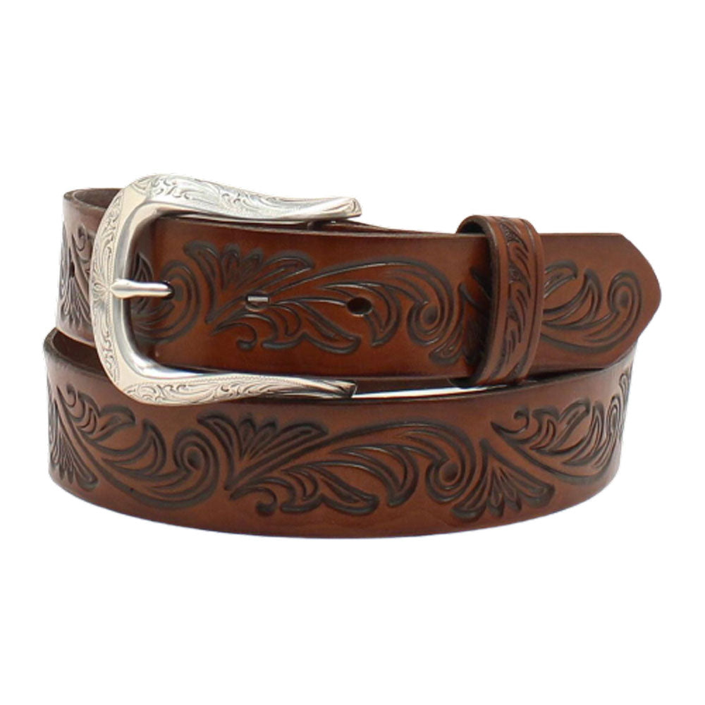A1533802 Ariat Women's Brown Floral Embossed Leather Belt