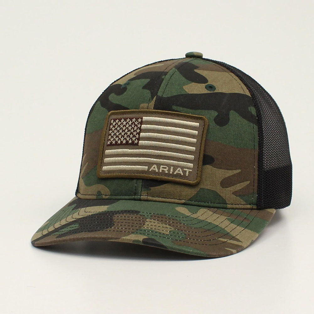 A3000158222 Ariat Men's Camo Cap with USA Patch