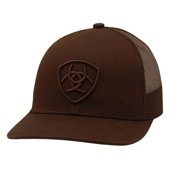 A300053002 Ariat Men's Snap Back Brown Shield Logo Cap