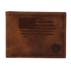 A3545602 Ariat Bifold Distressed Stitch USA Flag Shield Logo Wallet