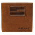A3548544 Ariat Men's Brown Bifold Flag Patch Logo Leather Wallet
