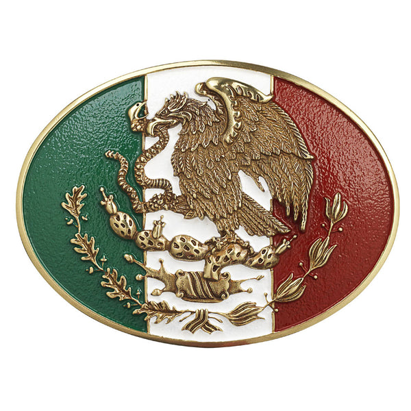 A37013 Ariat Oval Mexican Flag Belt Buckle