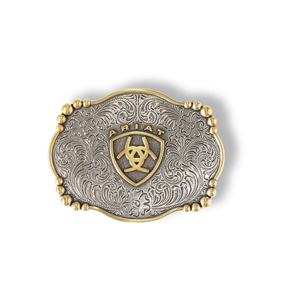 A37019 Ariat Rectangle Smooth Edge Floral Belt Buckle