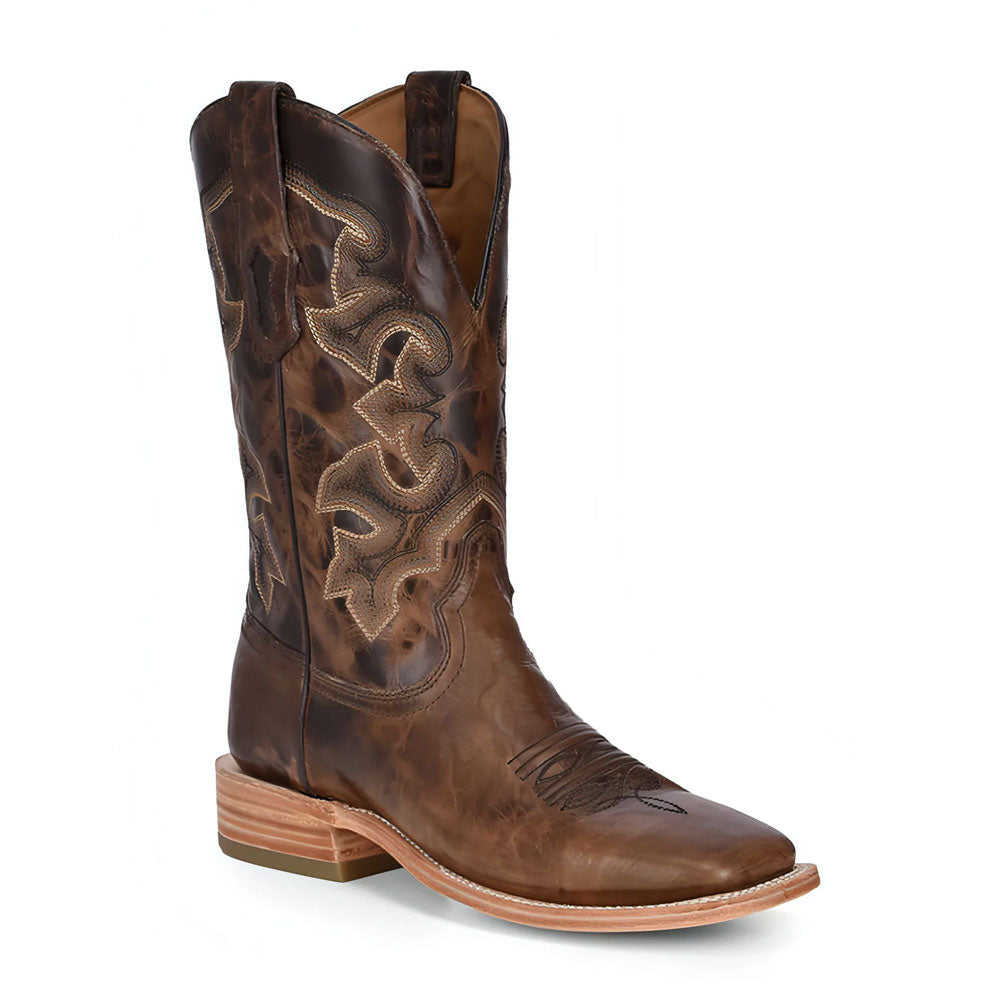 A4264 Corral Men's Moka Brown Embroidery Wide Square Toe Rodeo Collection Western Boots