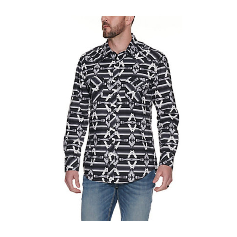 Rock & Roll Denim Aztec Stretch Shirt - Men's Shirts In Black - Foto 12