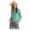 B4S3337 Rock & Roll Denim Junior's Dale Brisby Aztec Print Long Sleeve Western Snap Shirt