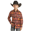 B8S7090 Rock & Roll Denim Boys Dale Brisby Aztec Print Long Sleeve Western Snap Shirt