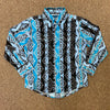 BC1277M Wrangler Boys Checotah Blue Aztec Print Long Sleeve Western Shirt