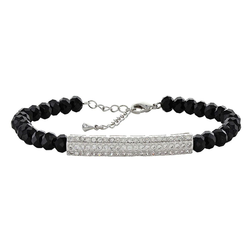 BC3226 Montana Silversmiths Black Bead, CZ & Bar Bracelet