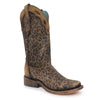 C3788 Corral Ladies Sand Leopard Print Overlay Western Square Toe Boot