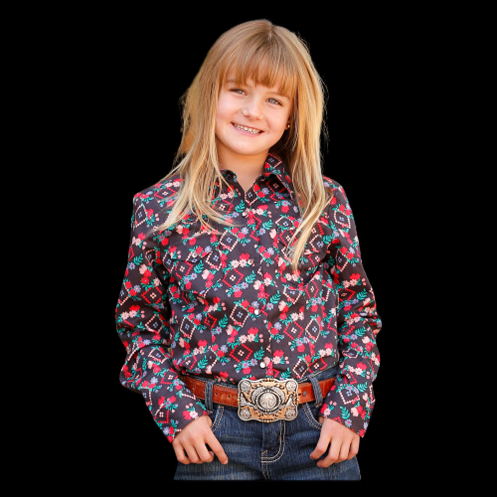 CTW3230042 Cruel Girl Girls' Long Sleeve Western Snap Shirt - Multicolor