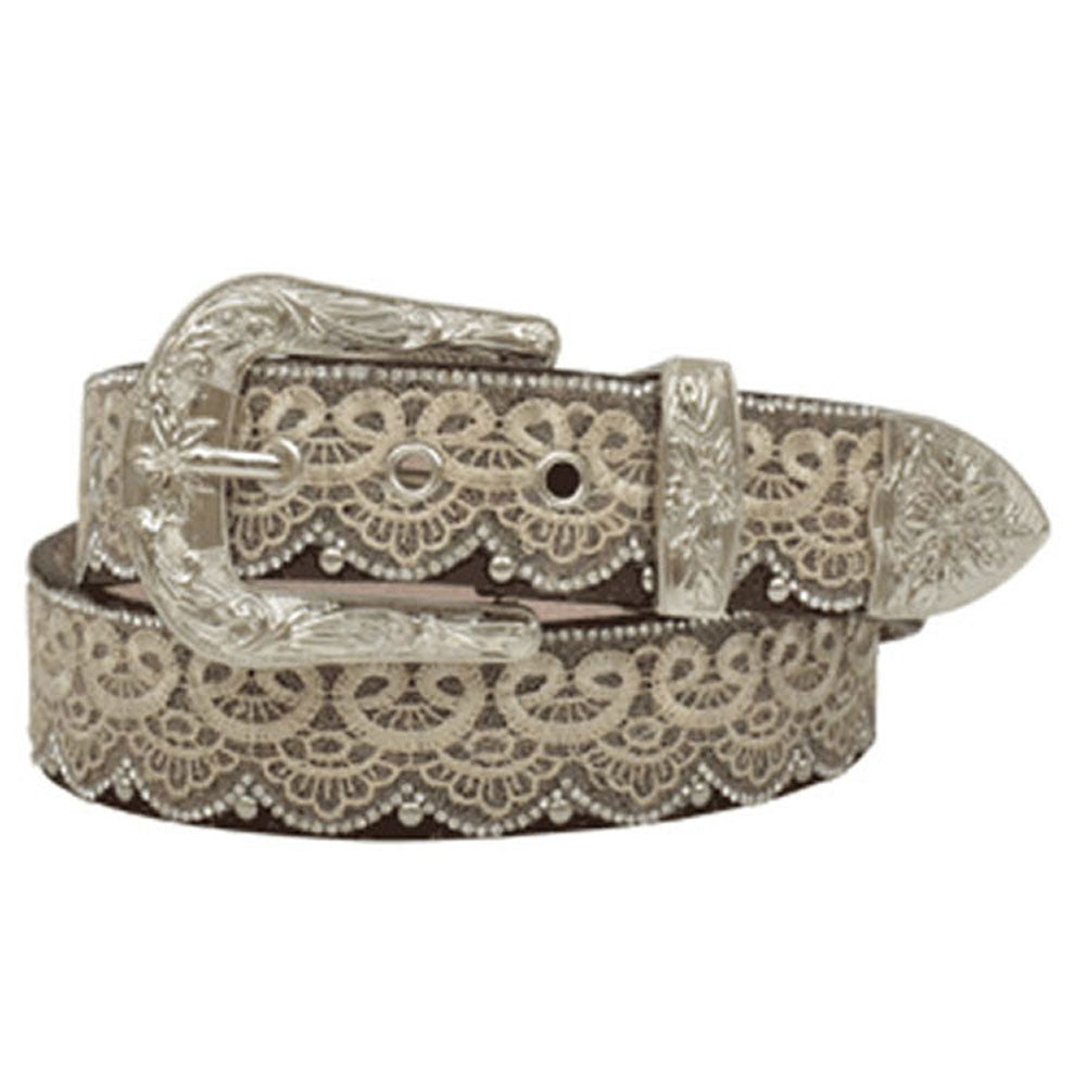 DA3650 Women's 1 1/2 Inch Brown Tan Lace Belt