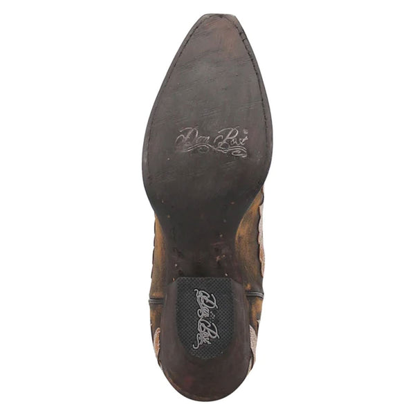 DP4359 Dan Post Women's Ndulgence Snip Toe Brown Leather Western Cowboy Boots