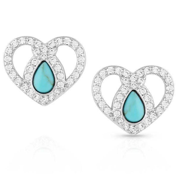 ER5368 Montana Silversmiths Angel Heart Crystal Turquoise Post Earrings