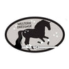 Euro Oval Equestrian Horse Sticker: Western Dressage with Horse