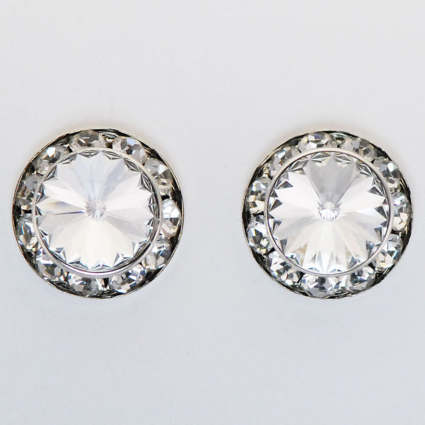 HER8392 Finishing Touch Round Swarovski Stone w/Crystals Earrings