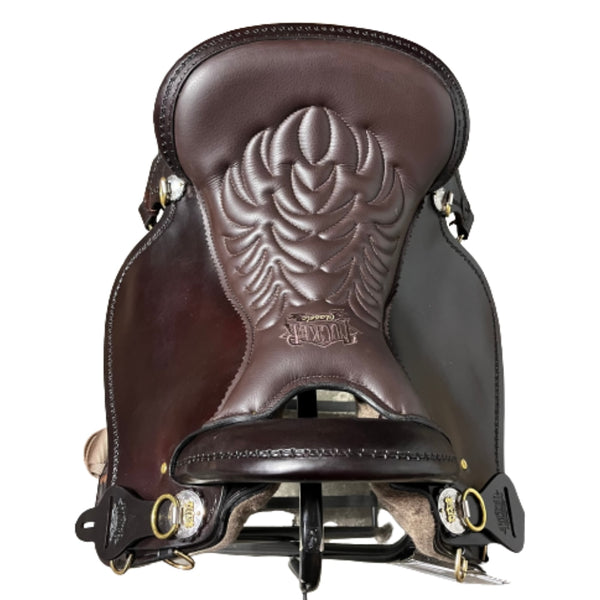 T59-621-6133-12 Tucker Endurance Saddle Brown Tooled with Brass 16.5 Inch Seat Wide Tree
