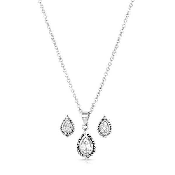 JS5487 Montana Silversmiths First Light Crystal Teardrop Jewelry Set