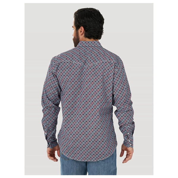 MJC340R Wrangler Men's 20X Competition Advanced Comfort Long Sleeve Red & Blue Snap Western Shirt