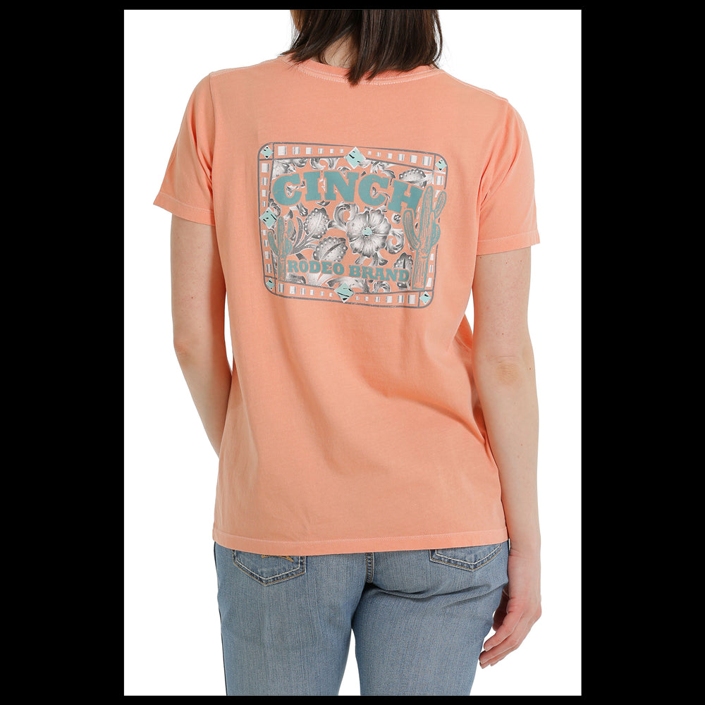 MSK7901001 Cinch Women's Short Sleeve Rodeo Brand Tee - Coral