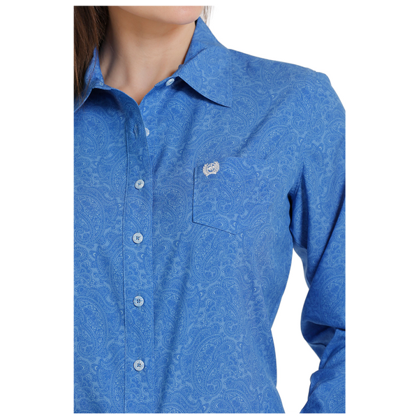 MSW9163014 Cinch Women's Long Sleeve ArenaFlex Button Shirt- Blue