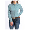 MSW9164088 Cinch Women's Long Sleeve Button Down Tencel Shirt - Teal Stripe