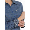 MSW9164192 Cinch Women's Long Sleeve Button Shirt - Royal Blue and White Diamond Print