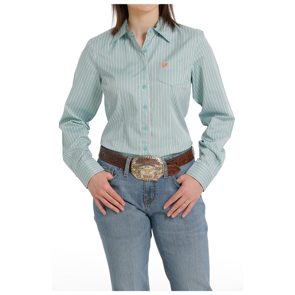 MSW9164198 Cinch Women's Long Sleeve Stripe Western Button Shirt - Blue