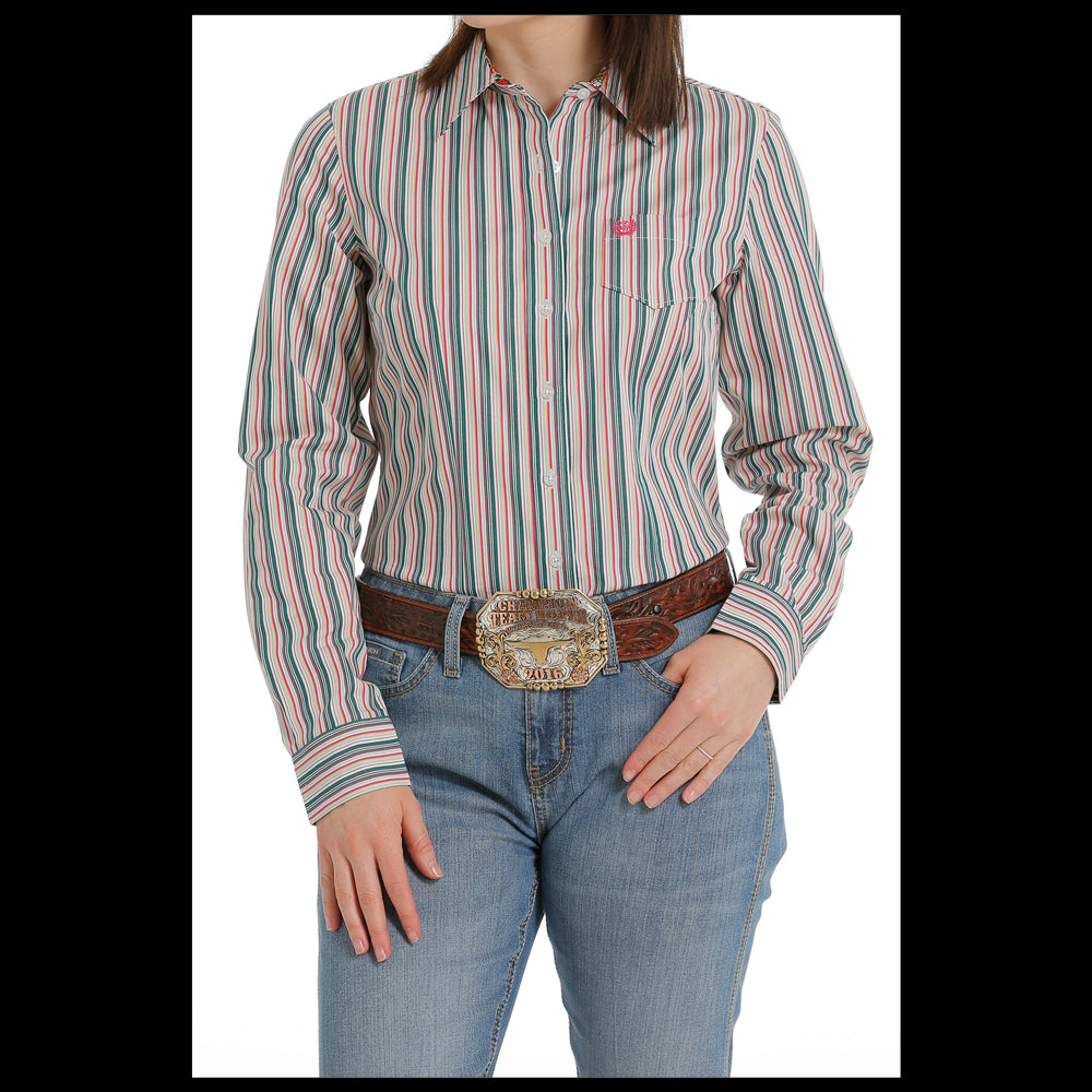 MSW9164199 Cinch Women's Long Sleeve Striped Western Button Shirt - Multicolor