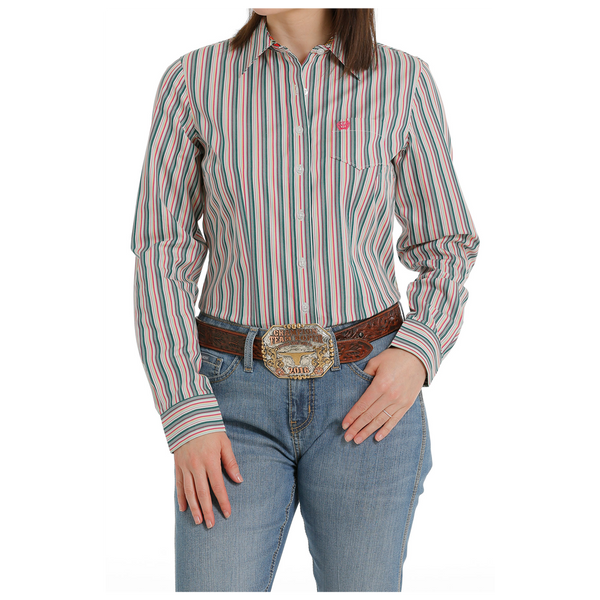 MSW9164199 Cinch Women's Long Sleeve Striped Western Button Shirt - Multicolor
