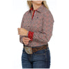 MSW9165025 Cinch Women's Long Sleeve Button Shirt - Red Print