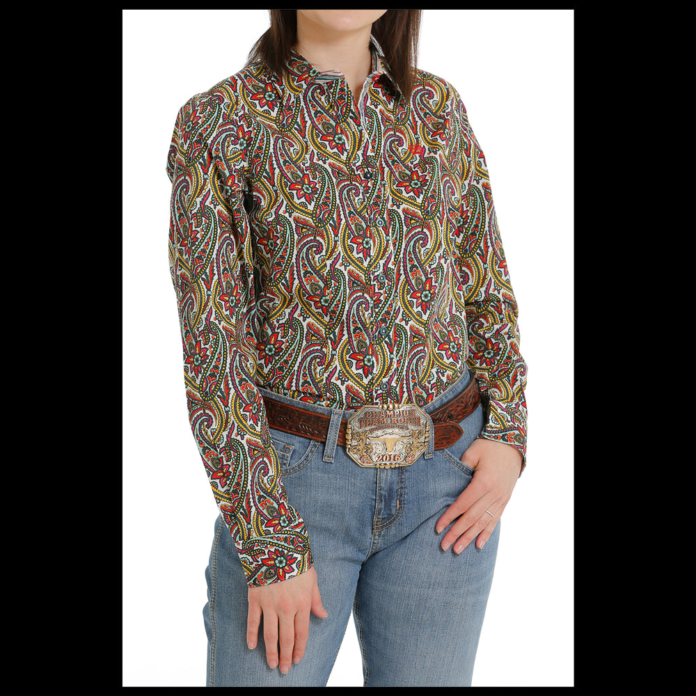 MSW9165031 Cinch Women's Long Sleeve Paisley Western Button Shirt - Multicolor