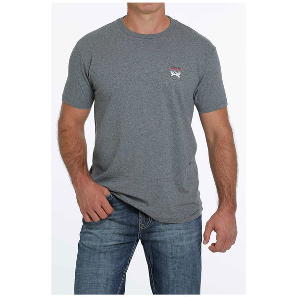 MTT1690458 Cinch Men's Heather Grey With Red White and Blue Logo T-Shirt