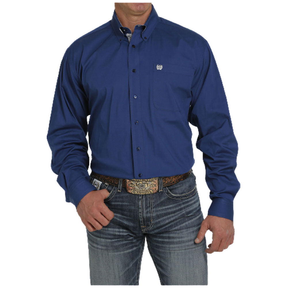 MTW1105445 Cinch Men's Solid Royal Blue Stretch Long Sleeve Western Button Shirt