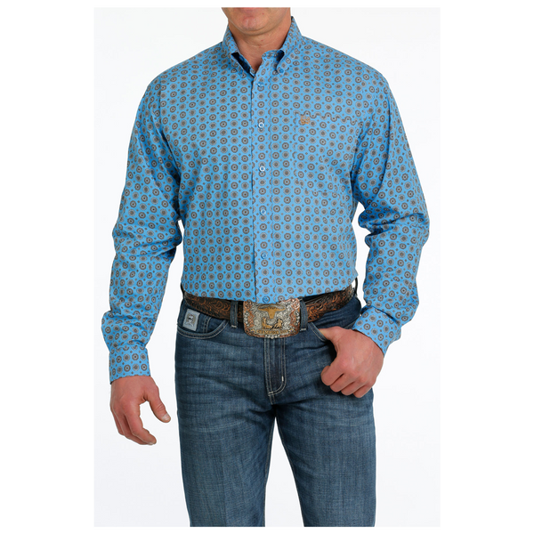 MTW1105539 Cinch Men's Long Sleeve Buttondown Western Shirt -Blue Print