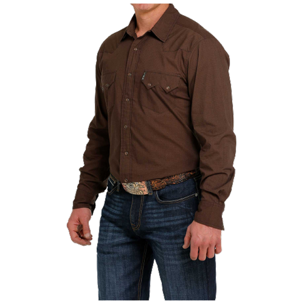 MTW1301061 Cinch Men's Modern Fit Long Sleeve Snap Shirt- Brown