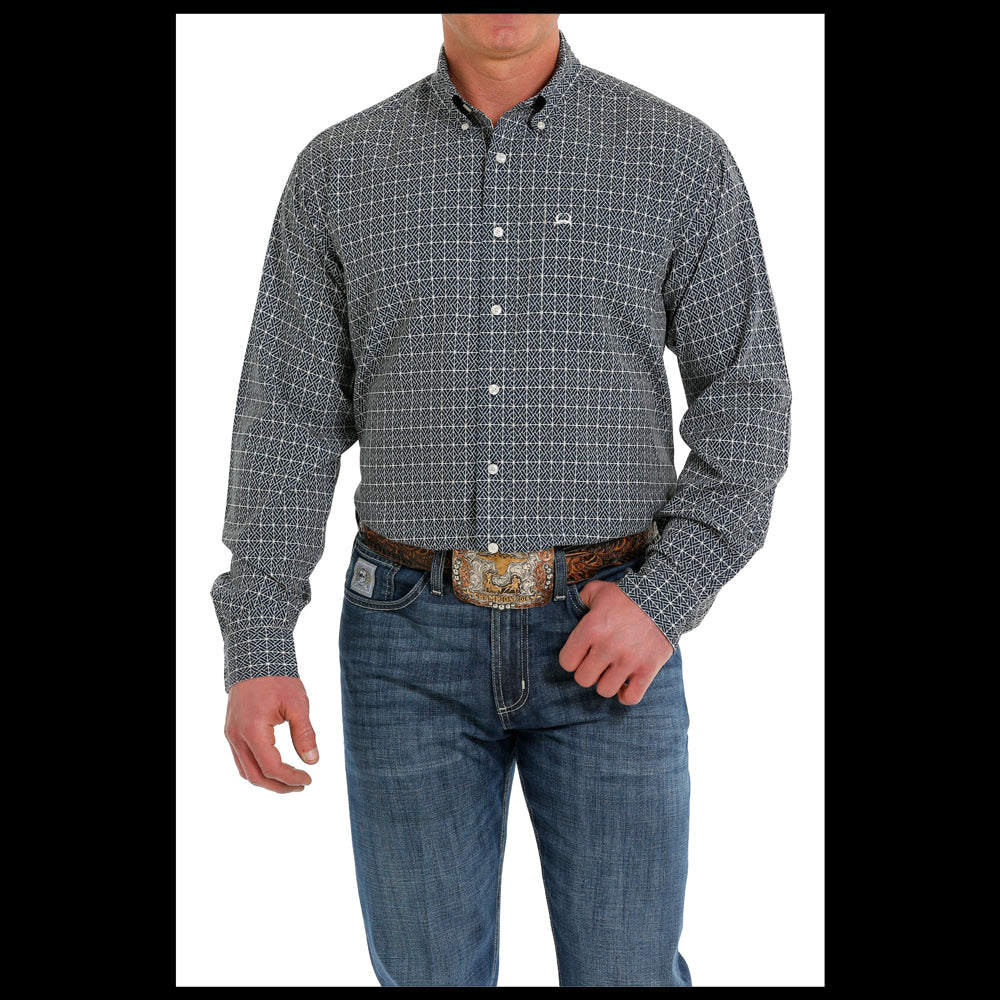 MTW1862018 Cinch Men's ArenaFLex Long Sleeve Western Button down Shirt - Navy Print